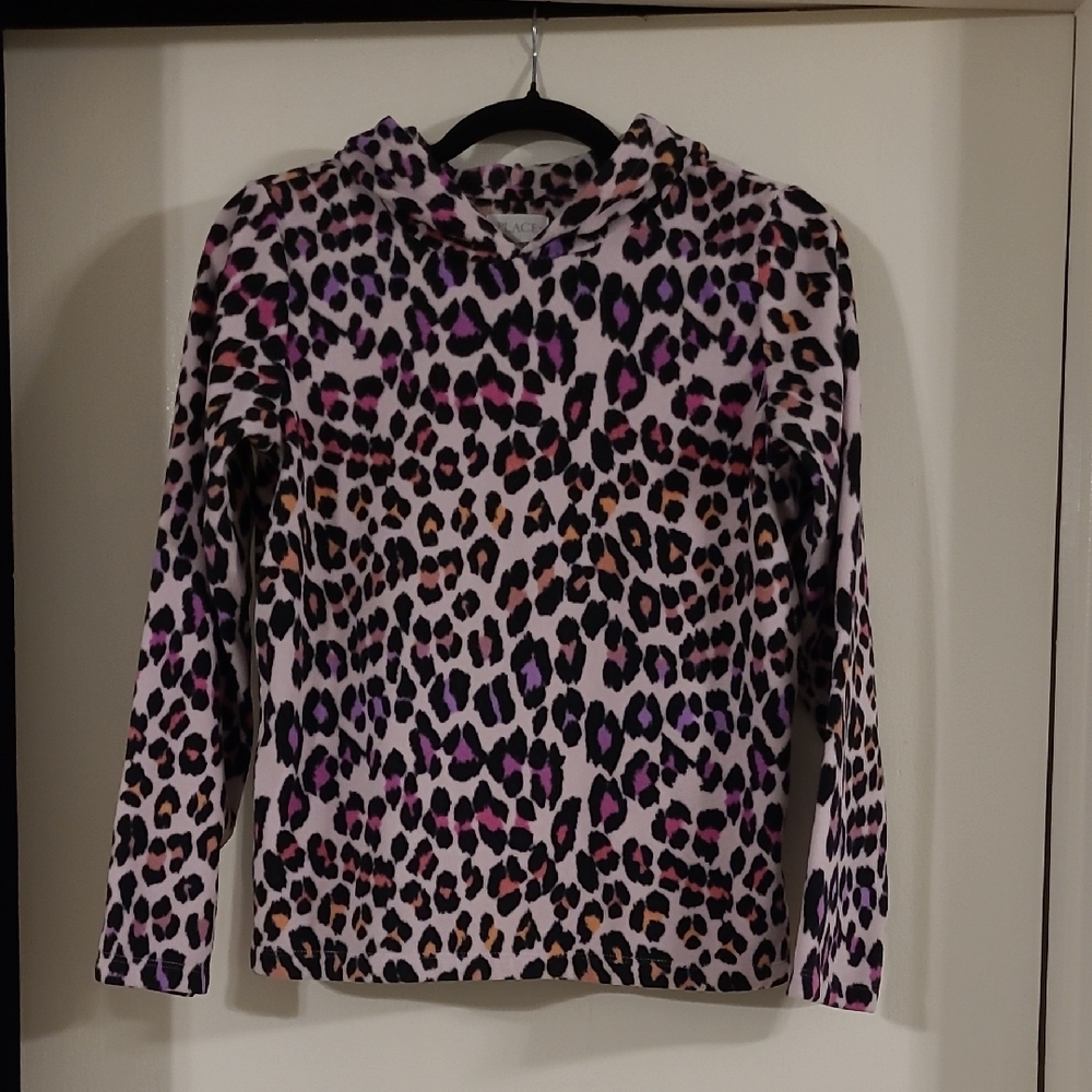 The Children's Place Leopard Print Fleece Hoodie - Pink, Orange, Black